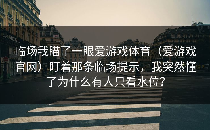临场我瞄了一眼爱游戏体育（爱游戏官网）盯着那条临场提示，我突然懂了为什么有人只看水位？